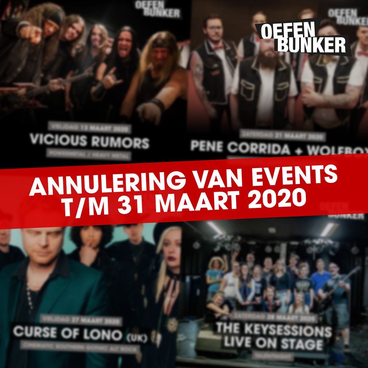 Oefenbunker's tweet photo. Annulering van events t/m 31 maart 2020: https://t.co/tpZAqCAXLo https://t.co/W25HyLrRsE