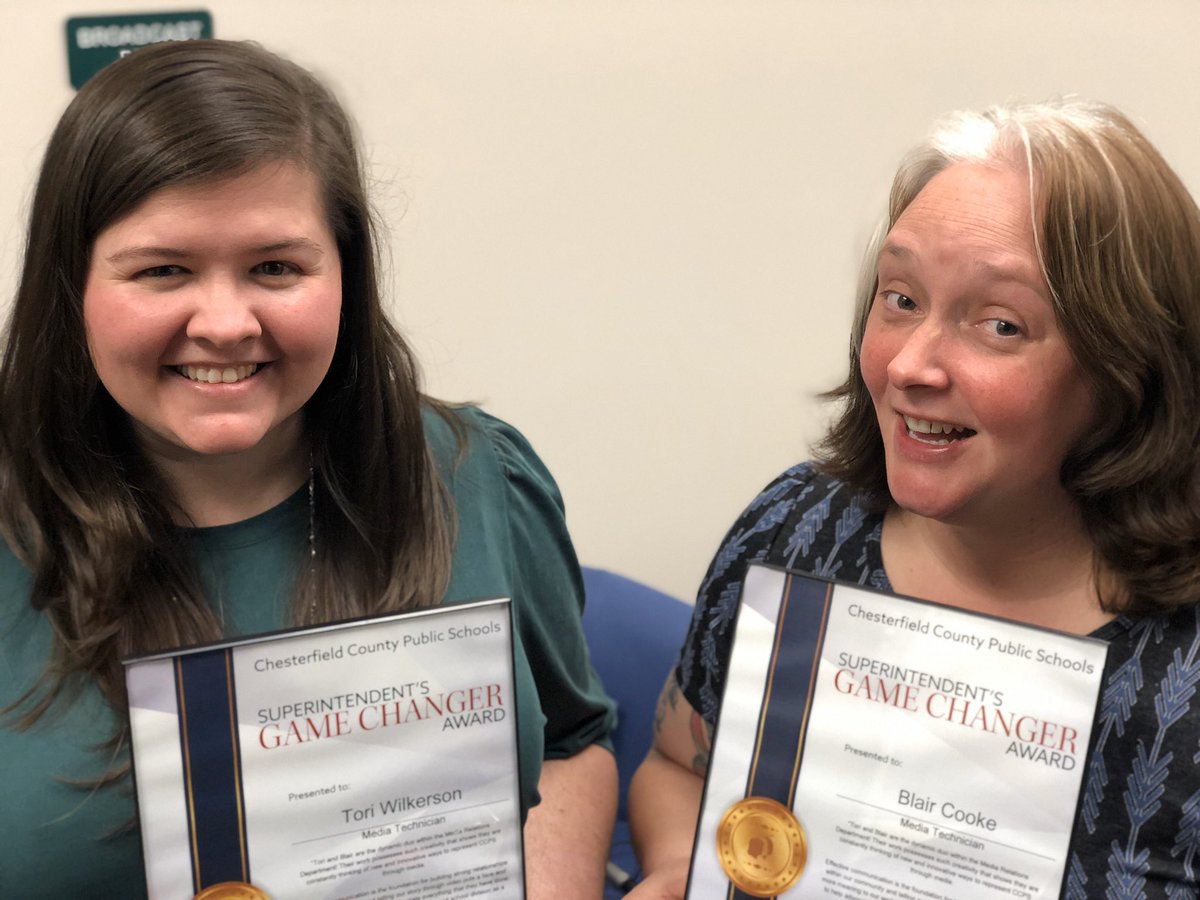 altheadespina's tweet photo. In case you didn’t know, they’re kind of a big deal! Congrats on your #oneCCPS Game Changer Awards, @ToriSWilkerson and @VideoBlair! Y’all are so deserving of this honor, and I’m proud to be your friend and teammate!!! 💗 https://t.co/dqpU7TI0Qo
