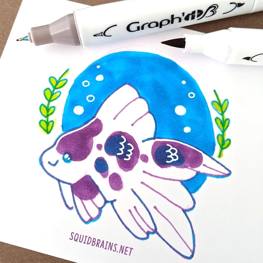 markeruniverse's tweet photo. We love this piece by (instagram @)SquidBrains created using Graph'it markers in March's #ColorsoftheMonth on #XpressIt Blending Card alcohol marker paper!
#illustration #animolfren #fishfren #graphitmarkers #graphit #alcoholmarkers #pen #ink #markerart #ilovemarkers https://t.co/0xlGANaeMx