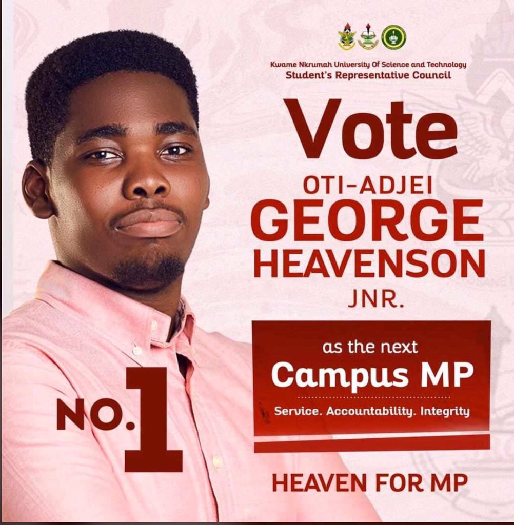 KNUST_Live's tweet photo. George Heavenson Oti-Adjei, Campus MP Elect☺️.
#NonReDecides
#KNUSTLive https://t.co/6FDCcXJJnM
