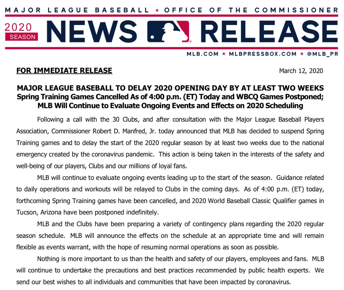 Statement from Major League Baseball: