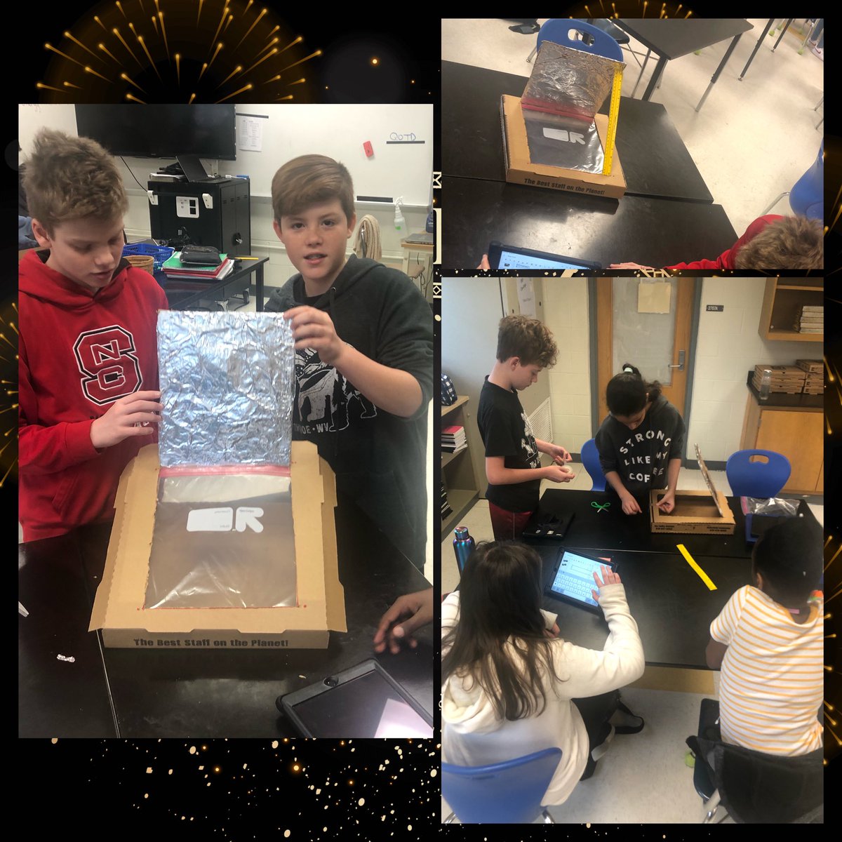 HairstonTeaches's tweet image. Groups created a #SolarCooker to get a better understanding of Heat Transfer! Can’t wait to test them (just have to wait for a sunny day ☀️) @CMMSCougars 
#TeamKidsFirst #WeAreCarroll