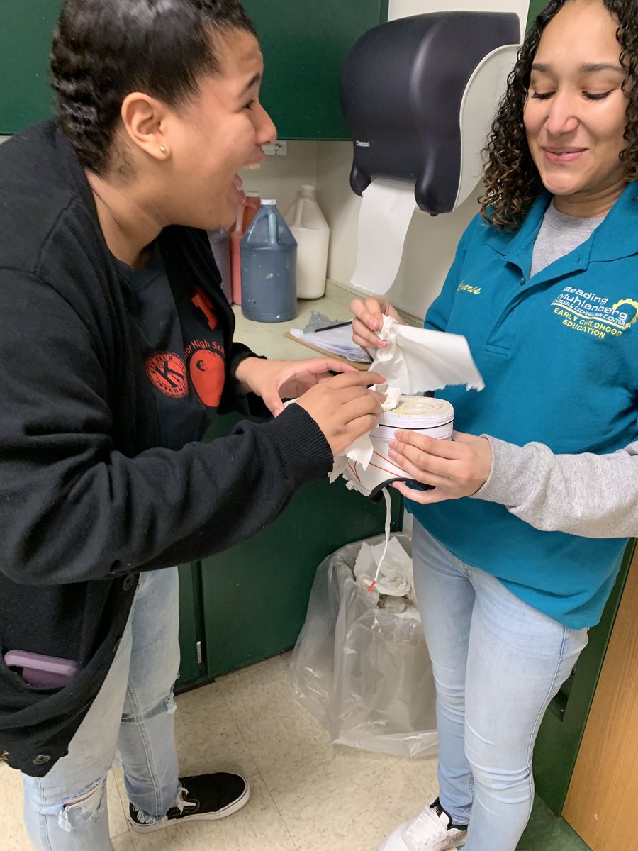 RdgMuhlCTC's tweet photo. Students in Early Childhood Education learned the value of team work and problem solving today after a “slime filled accident” while preparing for the preschool children. All the ECE students chipped in to help, while having a little slime fun themselves. #RMCTC https://t.co/asumSQMDQ7