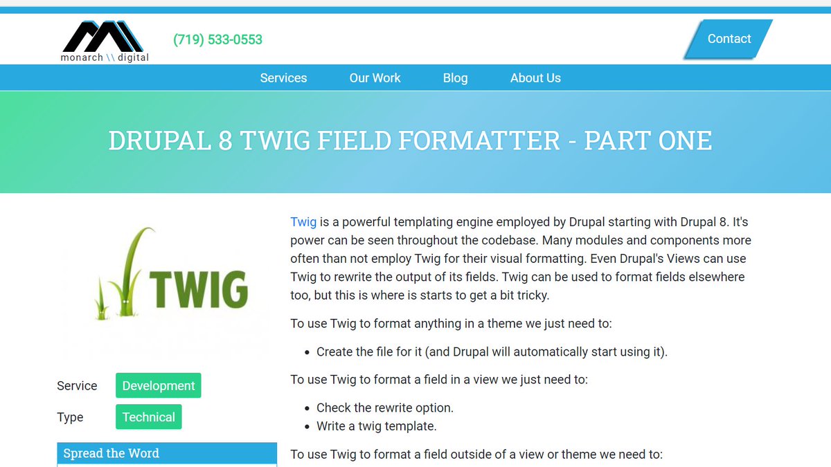 monarchd's tweet photo. Do you love Twig, but hate creating dozens of templates for small Drupal field output enhancements? Enter the world of Twig Field Formatter. Check out our new blog post. Don't forget to give us a like, retweet, and let us know what you think! 
https://t.co/piaaXLzYWL https://t.co/k5mDWTkotu