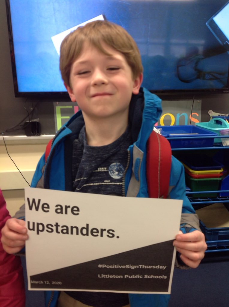 MrsSawosik's tweet photo. We are up standers, not by-standers! We stand up for doing the right thing.#PositiveSignThursday  #TigerPride #ShakeyPride https://t.co/TU6BiatO47