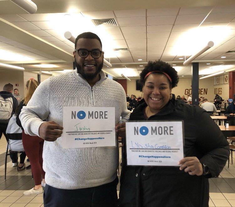 AlverniaCPE's tweet photo. Thanks to everyone who stopped by the #NOMORE tabling event yesterday and took the pledge! #ChangeHappensHere https://t.co/Z9lXGjdUqq