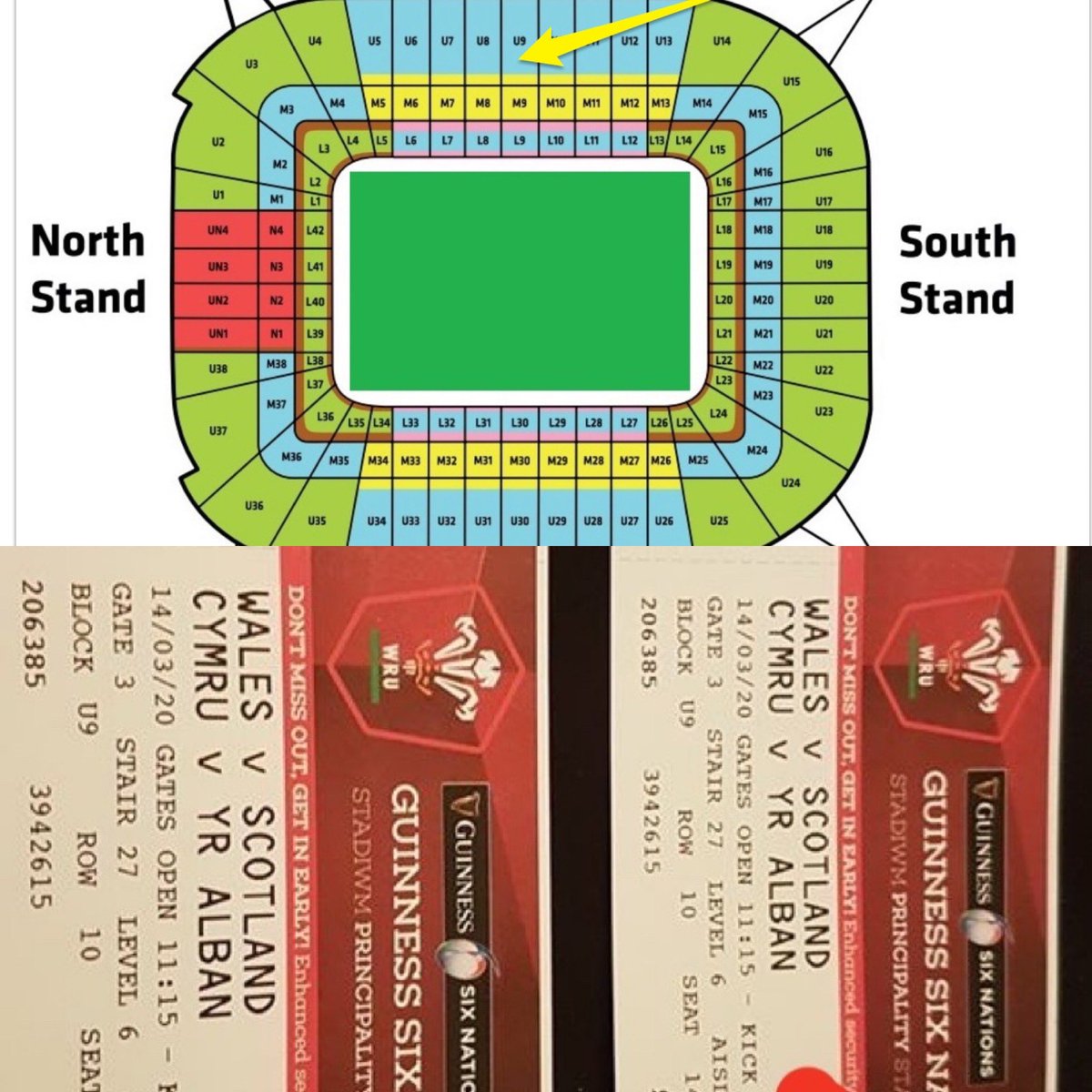 2 x Wales v Scotland, Sat 14th March, cracking seats, #sparetickets #rugby #rugbytickets, seller can’t go, meet for collection in Carmarthen.