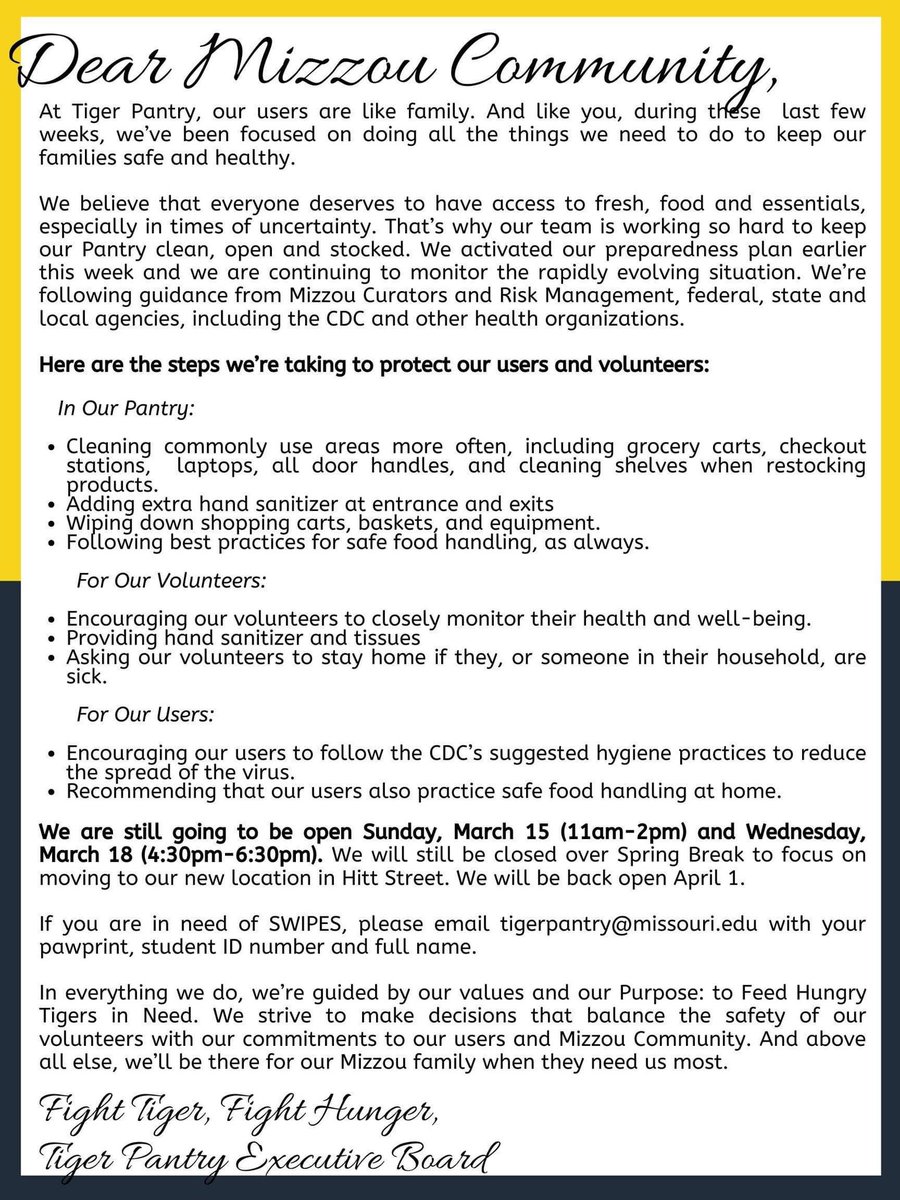 Please read for an official statement from all of us at Tiger Pantry