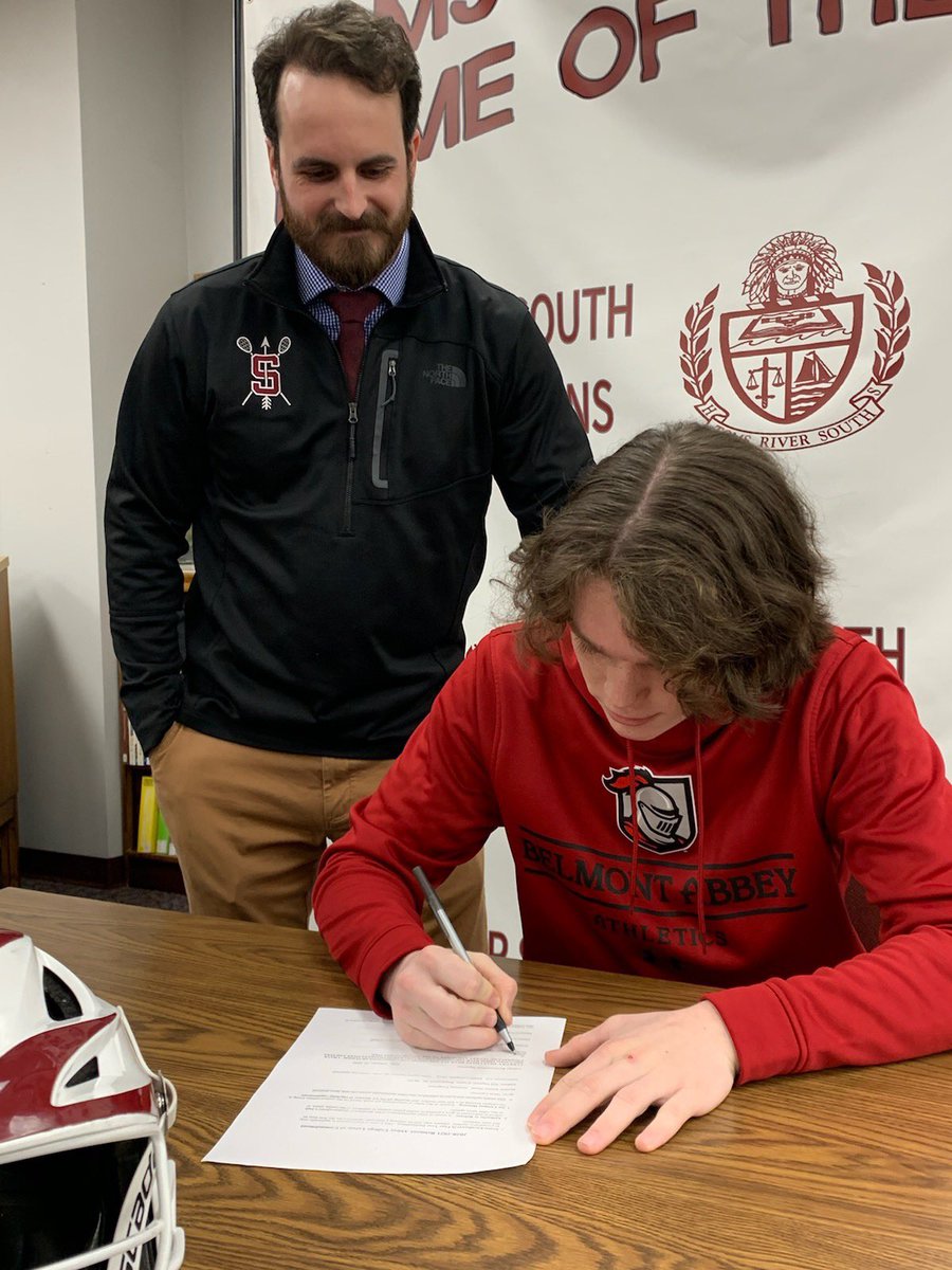 TRSBOYSLACROSSE's tweet photo. A little good news in these trying times! Congratulations to senior Nick Fitzgerald for officially signing his letter of intent to continue is educational and lacrosse career at @BelmontAbbey! Proud of this guy! @Bob_Badders @ShoreSportsNet @TRSTribe @BelmontAbbey @Baclax https://t.co/Ic7zLH8tzp