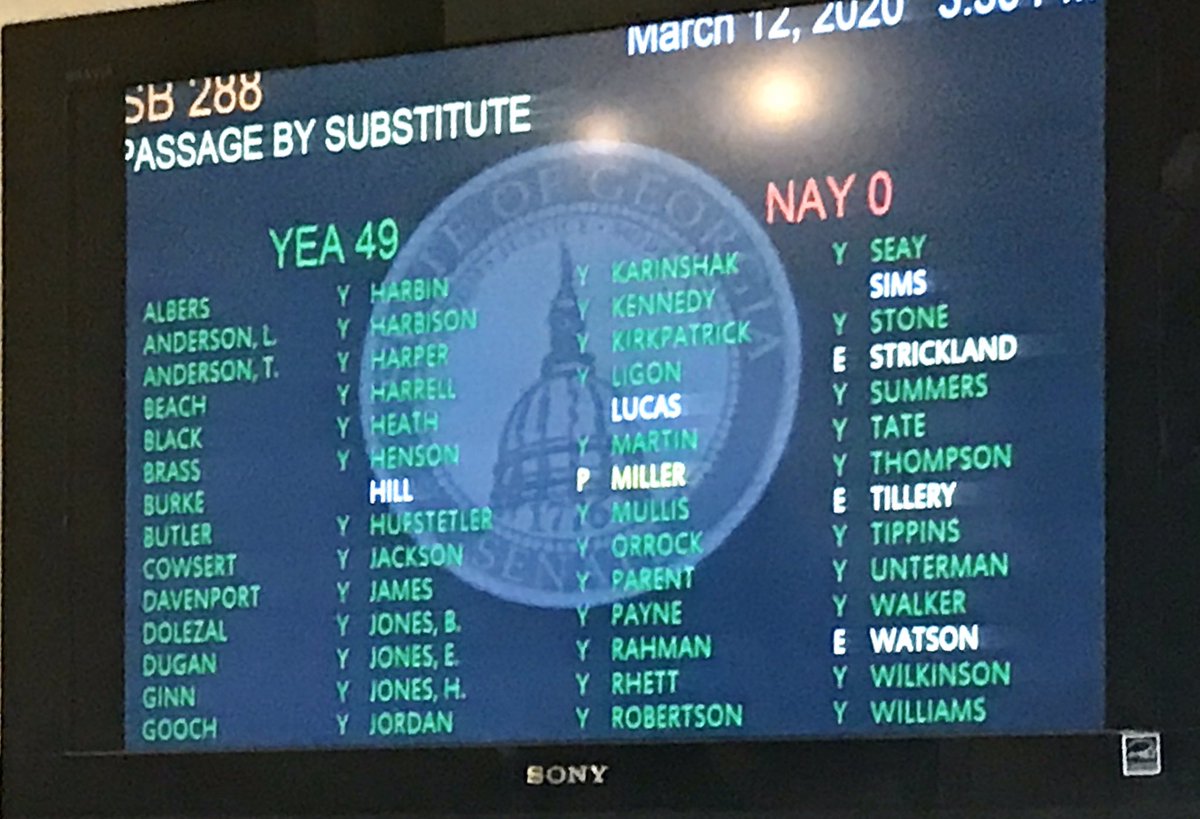 georgesray's tweet photo. And misdemeanor #recordrestriction passes unanimously in the #GASenate! On to the #GAHouse! #SecondChanceGA #gapol @gajustice https://t.co/KyiJDbLlW7