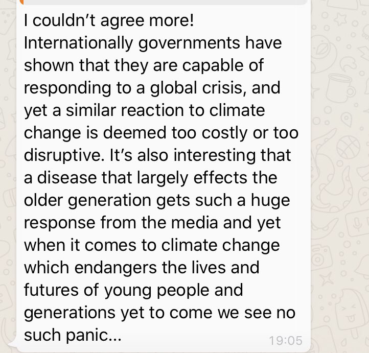 ruthkennedy's tweet photo. THIS. This ⬇️ is leadership: my 16 yo niece, &amp; the response by my 20 yo niece. #Covid_19 @maryskuodas https://t.co/9swhhPB2Wl