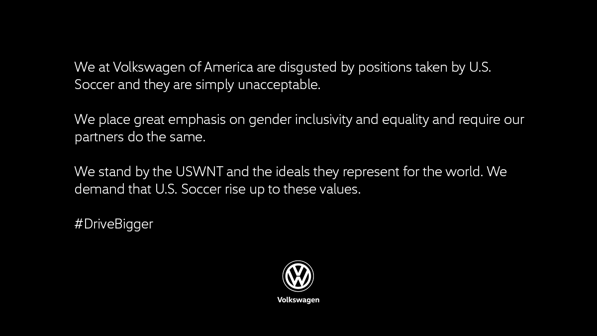 VW's tweet photo. #StandWithUSWNT https://t.co/eaQZWxShZF