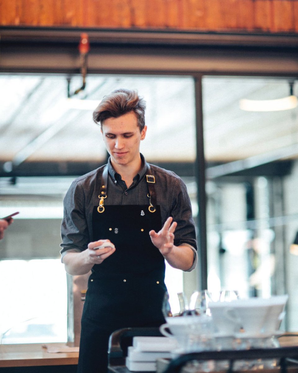 Timbertrain's tweet photo. Ready, set, GO! 😤We're cheering Griffin on this weekend as he competes in the SCA Canada National Barista Championship this weekend for #Timbertrain ! You got this Griffin ☕❤️ https://t.co/57fc8rueb4