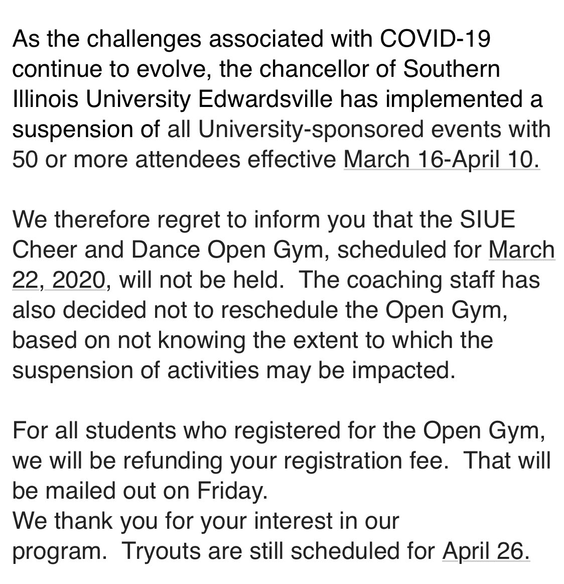 Please see below message.