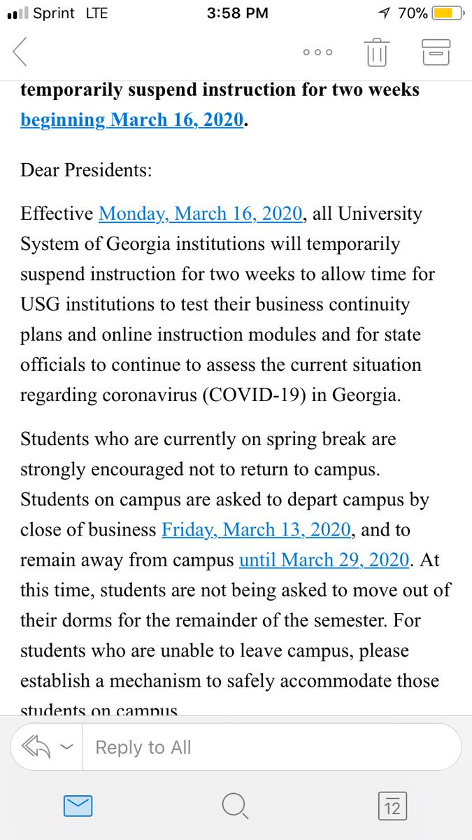 OFFICIAL: #UGA and all other University System of Georgia Institutions suspend classes for two weeks