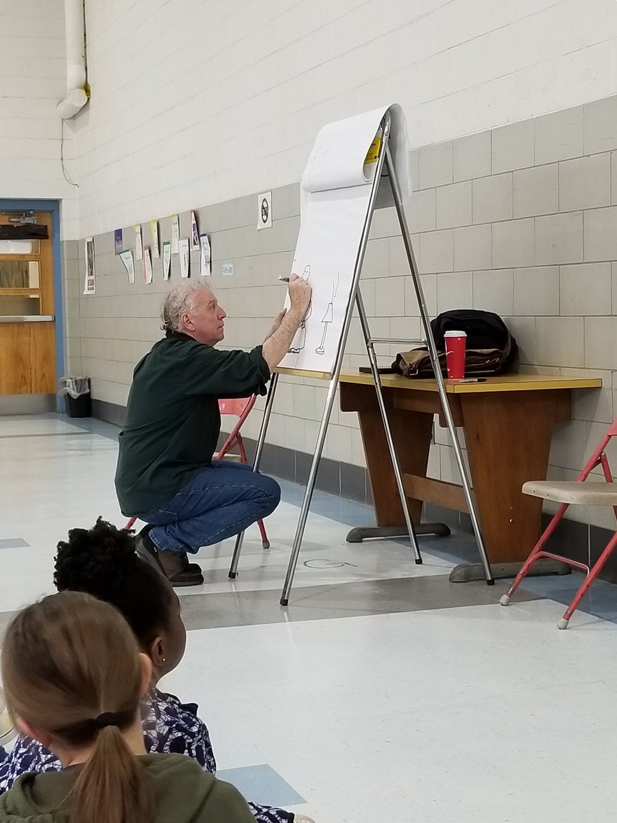 JanineMorganDou's tweet photo. Our students and teachers enjoyed hearing author and illustrator Kevin O'Malley's funny stories. #chdreambuilders https://t.co/uREilpl3hu