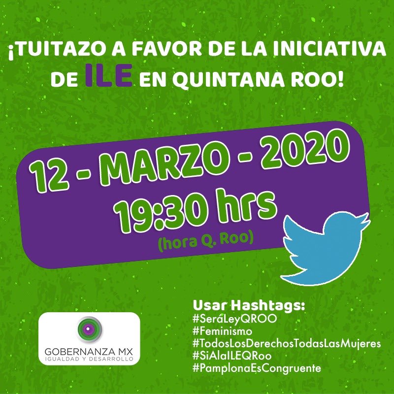 graciaalzaga's tweet photo. Apoyemos a las compas de #QuintanaRoo para visibilizar la necesidad de aprobar la iniciativa de la diputada @AnaPamplonaR a favor de la interrupción legal del embarazo. #SeráLeyQRoo https://t.co/W6tlj4Pmb3