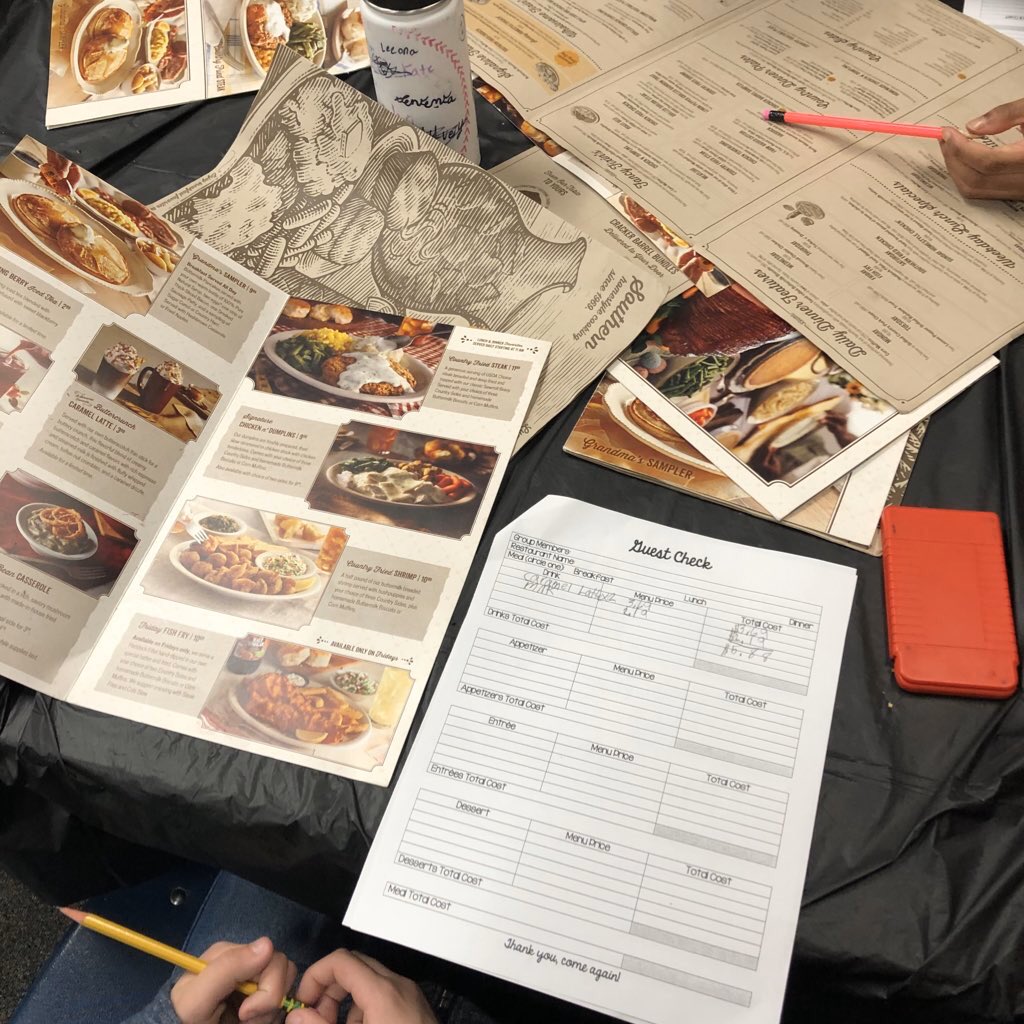 AdventuresInC3's tweet photo. Welcome to Decimal Diner! We chose 3 restaurants for breakfast, lunch, and dinner, totaled our checks, found our fair share, and made sure we stayed under budget so we didn’t have to wash dishes. We also learned how to tip our faboulous server. #pattiepanthers #WeAreGreatIn228 https://t.co/FqKawnqZcs