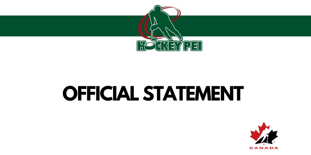 STATEMENTS RE CANCELLATIONS:

Effective Friday, March 13, all Hockey Canada-sanctioned activity is cancelled.

Read <a href="/HockeyCanada/">Hockey Canada</a> Statement here: hockeypei.com/wp-content/upl…

Read <a href="/HockeyPEI/">Hockey PEI</a> Statement here: hockeypei.com/wp-content/upl…

#HockeyPEI | #HockeyCanada