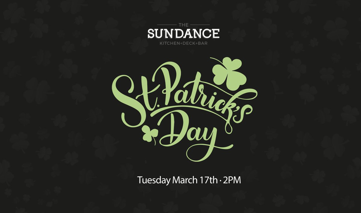 Tuesday is time to celebrate Paddy's Day Proper!
Join us at The Sundance for a full day of Irish music and tomfoolery'
Doors open 2pm, cover only $10!

Wabana  3-5pm 
Punters  5:30-7:30 
Tarahan  8-9:30
Tomorrow's Hangover 10-12am

*Separate event than The Big Irish Bash*