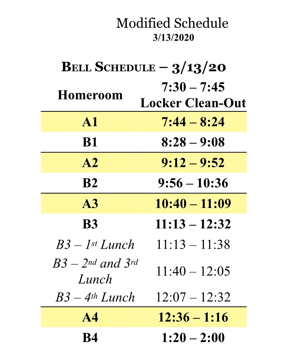 HDGWarriors's tweet photo. As we prepare for the extended break there is a schedule adjustment tomorrow. https://t.co/PoOeqGFHsk