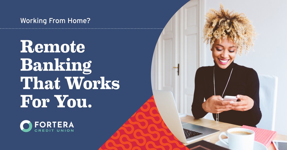ForteraCU's tweet image. Working from home? Let Fortera's Online Banking work for you. Make deposits, review account activity, pay bills and loans, transfer funds and more... all from the convenience of your computer or mobile device. #Forteracu