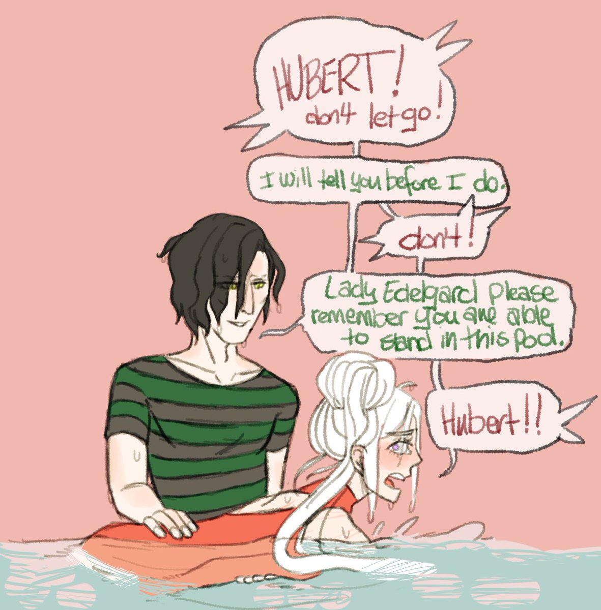 veigueart's tweet photo. #edelbert #FE3H #FireEmblemThreeHouses #edelgard #hubert 

it's so cute she can't swim it's so cute she can't swim it's so cute sh https://t.co/7rPQ1r9pXX
