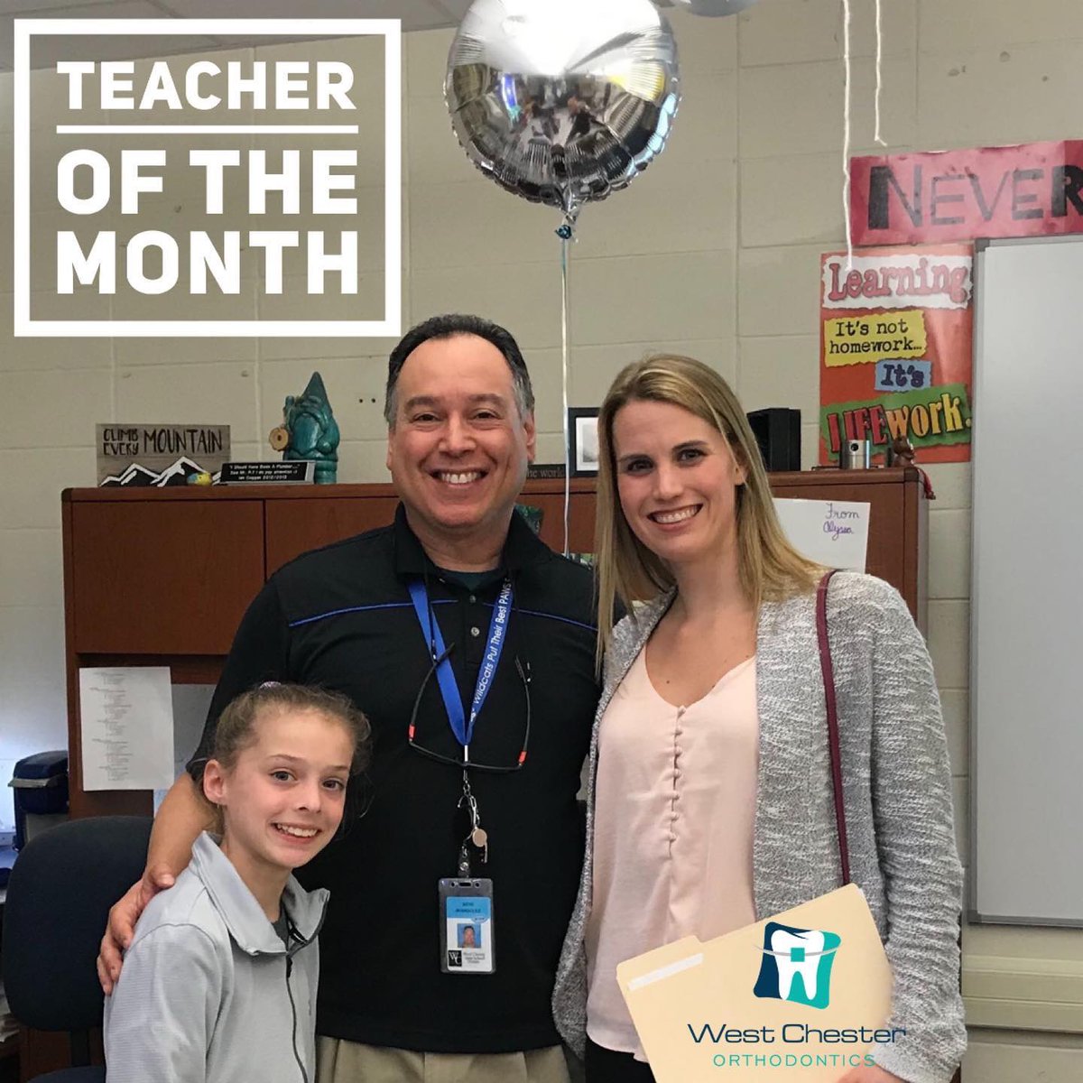 Mr  Rodriguez was elected as Teacher of the Month by his student Gianna Lunardi. Congratulations Mr. R. #teamwte #wcasd