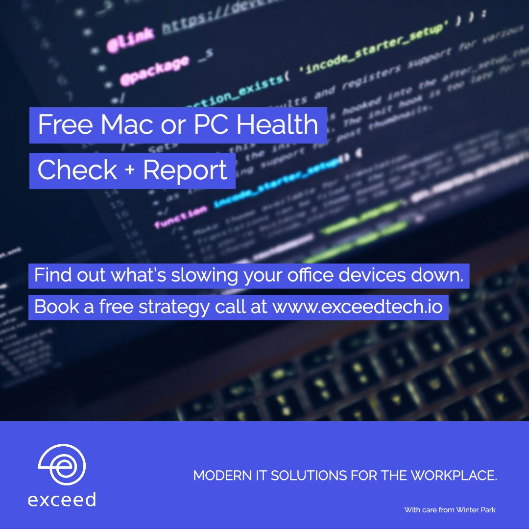 exceedtg's tweet photo. We'll provide you with a detailed diagnostics and report of all of your PC and Mac devices and help you take action. #IT #Mac #PC #Orlando #MSP https://t.co/fGBwtGIsaf