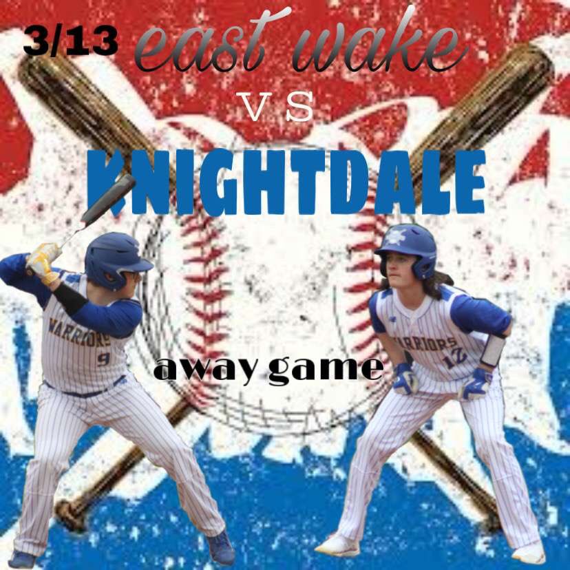 Your diamond warriors take on Knightdale tomorrow night. The warriors are looking to get the sweep. The game is @ 6 @ Knightdale. This will be the last game for the diamond warriors until at least April 6th so everyone come out and support the warriors!