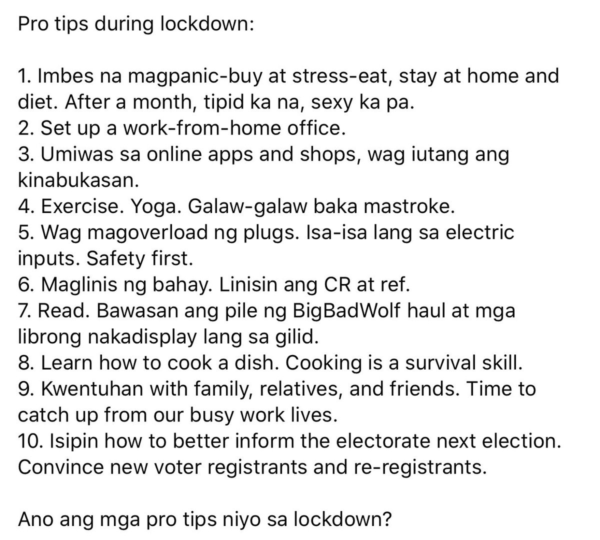 Pro Tips During Lockdown:
