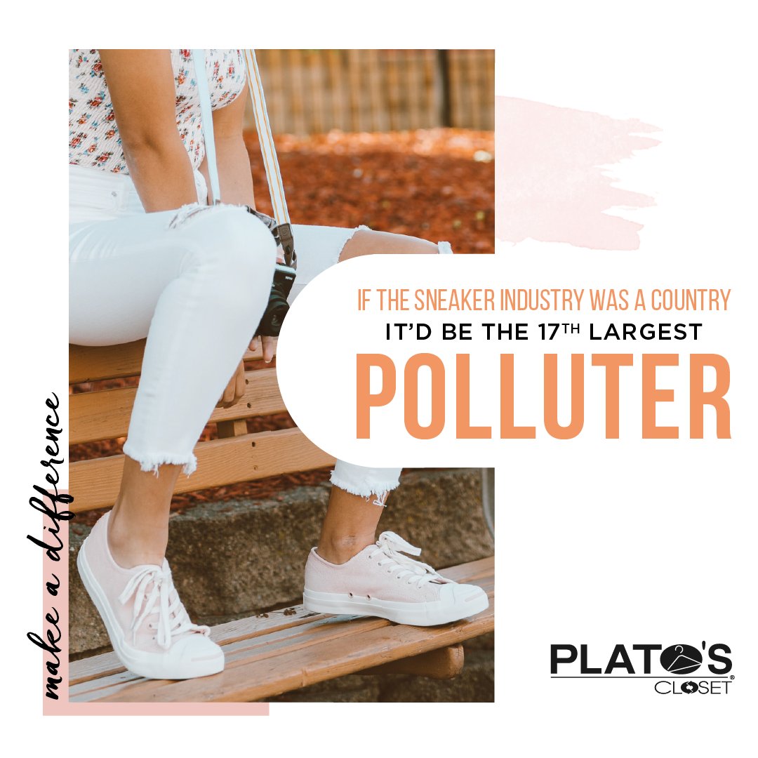 PCBrookfield's tweet photo. Do you know how much waste the sneaker industry contributes to the environment each year? By upcycling your shoes you can start to reverse this trend and make a difference! #makeadifference #recycleyourstyle #platoscloset https://t.co/vqvOw01Oxg