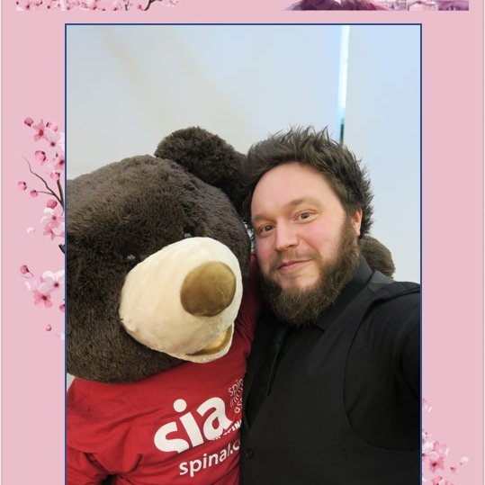 spinalinjurylaw's tweet photo. Is @c_massarella holding the bear up, or is the bear holding Chris? #SIAtogetherinisolation #Cornflowerball2020 @spinalinjuries https://t.co/pm3swKkw4Q