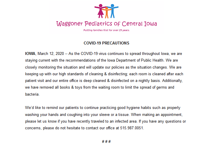 WaggonerPeds's tweet photo. An update from our clinic. https://t.co/rlXPnYvBiR