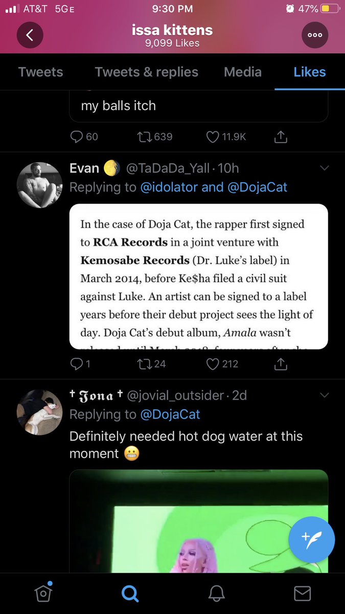 Doja Cat likes a tweet responding to Idolator’s article about her & Dr. Luke. The tweet is a screenshot from an article stating that Doja signed with him in 2014. It can be implied that she wouldn’t have willingly worked with him after Kesha & Becky G came forward  #FreeDojaCat