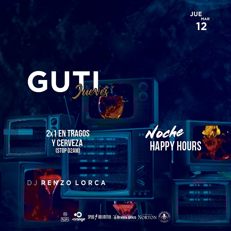 VeranOrange's tweet photo. Gutierrez Bar | Jueves 12.03
🍻🎉 ¡NOCHE HAPPY HOURS! 🍹🎉

¡2x1 en tragos y cervezas! (Stop 02am)

🎧 Dj Renzo Lorca

#MEGAPREVIA
🥂 COMBOS ESPECIALES hasta la 1am! https://t.co/X7VHgQ3K5M