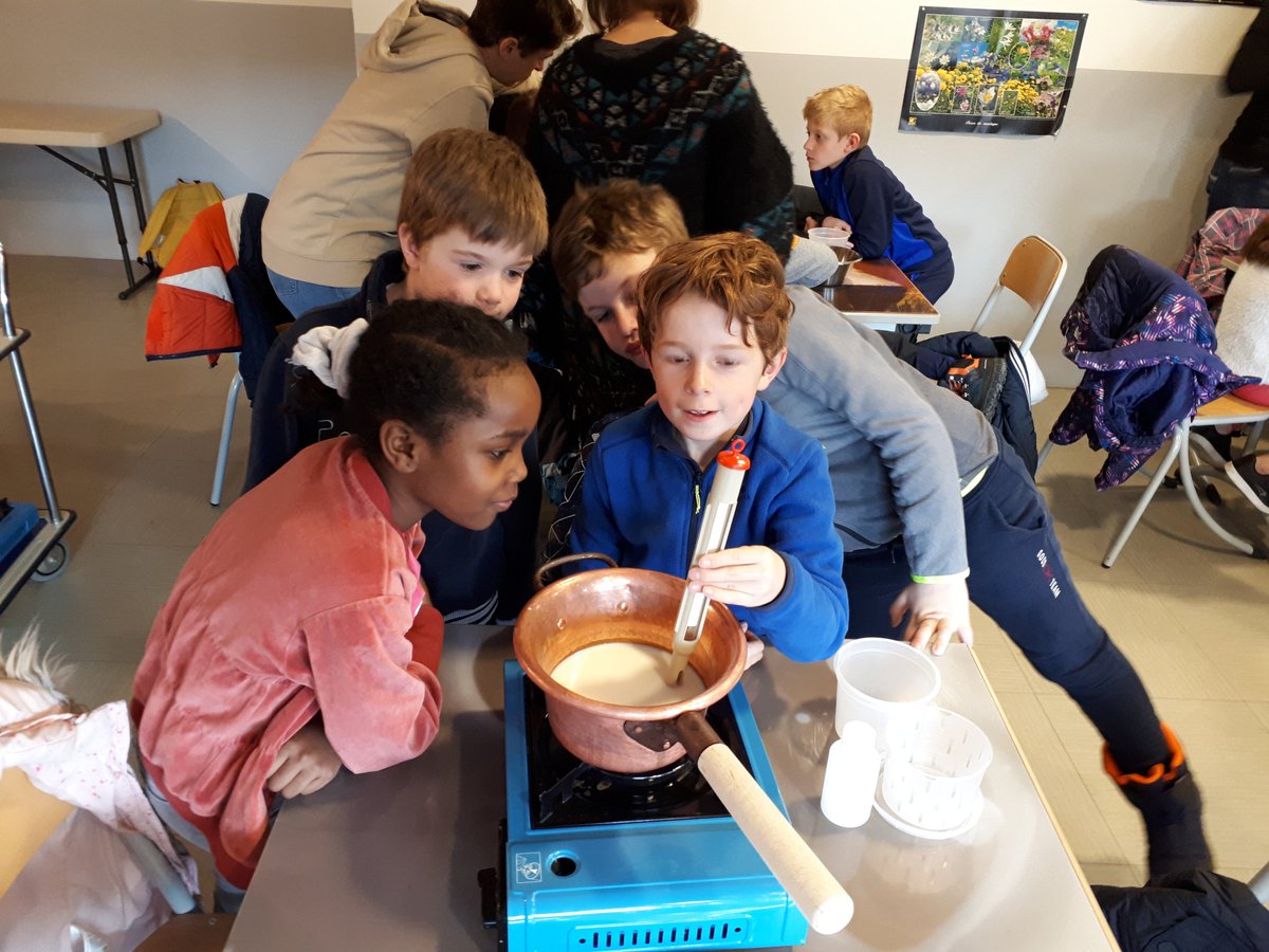 CE2ColombChtx's tweet photo. Et demain,  dégustation de notre fromage! Nous avons appris à reconnaître les vaches savoyardes et à déguster le reblochon. https://t.co/zqhxESUWQx