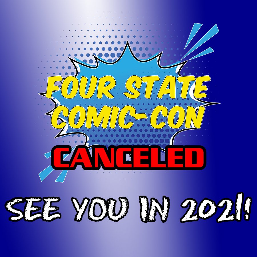 4statecomiccon's tweet image. Due to the spread of Covid-19 in Maryland and the recent announcement by the Governor banning events with over 250 people we regret to inform you that we are cancelling Four State Comic Con 2020. See you in 2021!