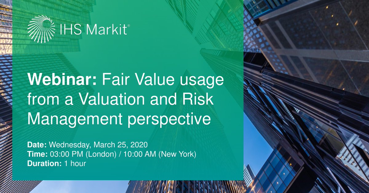 IHSMarkitFinSer's tweet photo. WEBINAR: Join us on March 25 to hear experts from State Street, Pictet and PGIM Investments discuss fair value trends, oversight and best practices through the lens of recent market events. Register for our webinar here: https://t.co/M7bRVXwrgc https://t.co/s7eslVFJcm