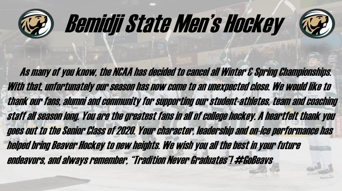 A message to our fans, community, alumni, student-athletes and everyone who follows Beaver Hockey.