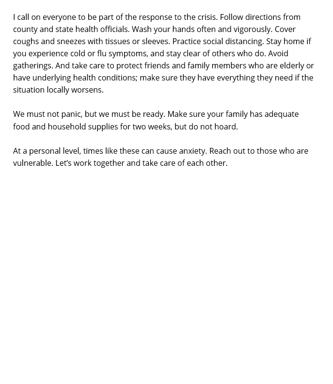 Please see my statement on San Diego's response to the #COVID19 pandemic. Let's work together and take care of one another.