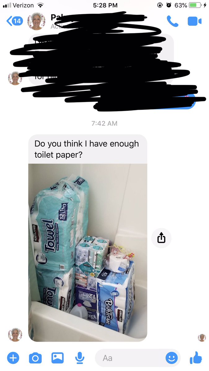 zojonez's tweet photo. Just in case y’all were wondering who bought all the toilet paper—it was my grandma https://t.co/8KEuSCEOd7