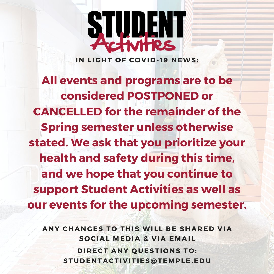STUDENT ACTIVITIES COVID-19 UPDATE: 

Visit the link in our bio for our official update.