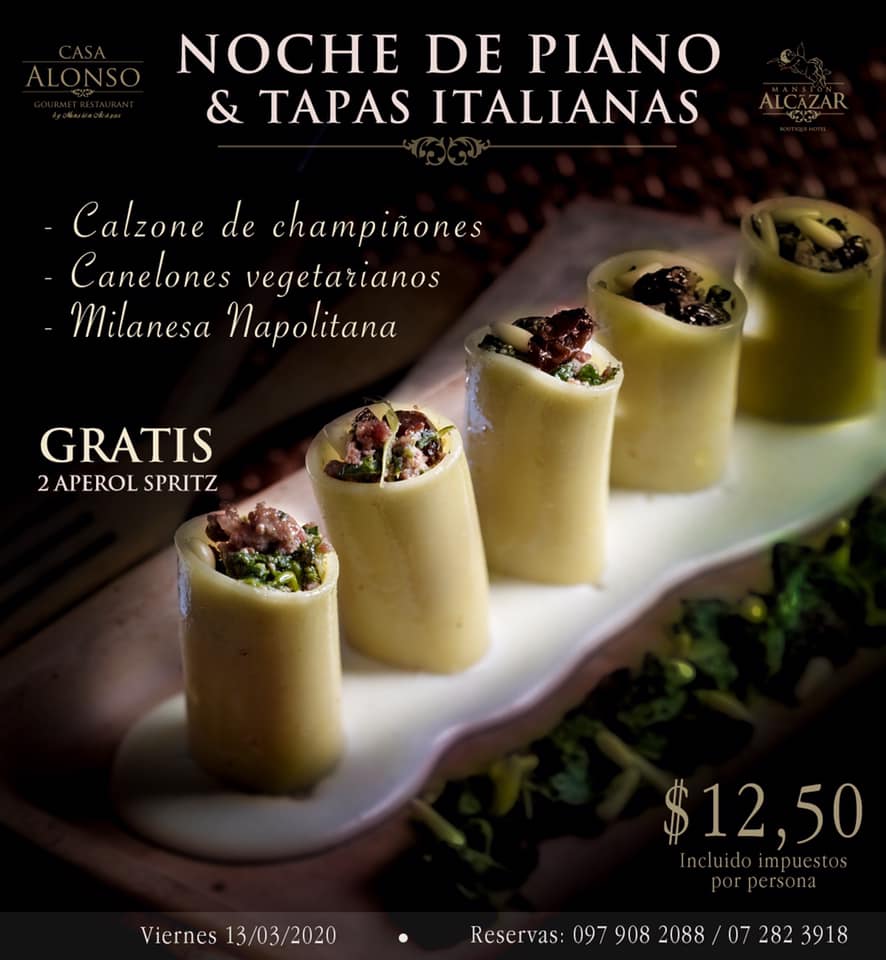 Disfrute de unas exquisitas tapas italianas en compañía de #piano #EnVivo, en el lugar más exclusivo de #Cuenca: Casa Alonso by Boutique Hotel Mansión Alcázar
Reservas: casaalonsorestaurant.com
072823918 / 0979082088

#afteroffice 
#viernes 
#tapas 
#musica 
#weekend 
#restaurant