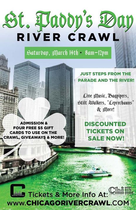 Prices increasing TODAY!

Tickets on sale NOW at ChicagoRiverCrawl.com! Hurry!!

Admission to ALL bars and $20 in gift cards to use on the crawl!

ow.ly/pHIi50yyOTx