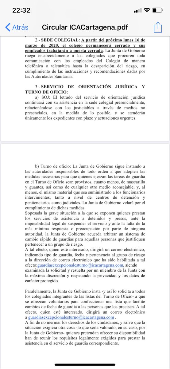 icacartagena's tweet photo. La Junta de Gobierno en sesión extraordinaria ante la alarmante situación sanitaria por la pandemia del Covid-19 ha adoptado las siguientes urgentes medidas: #Abogacia #Respeto #DignidadTO https://t.co/9MHFaztbwR