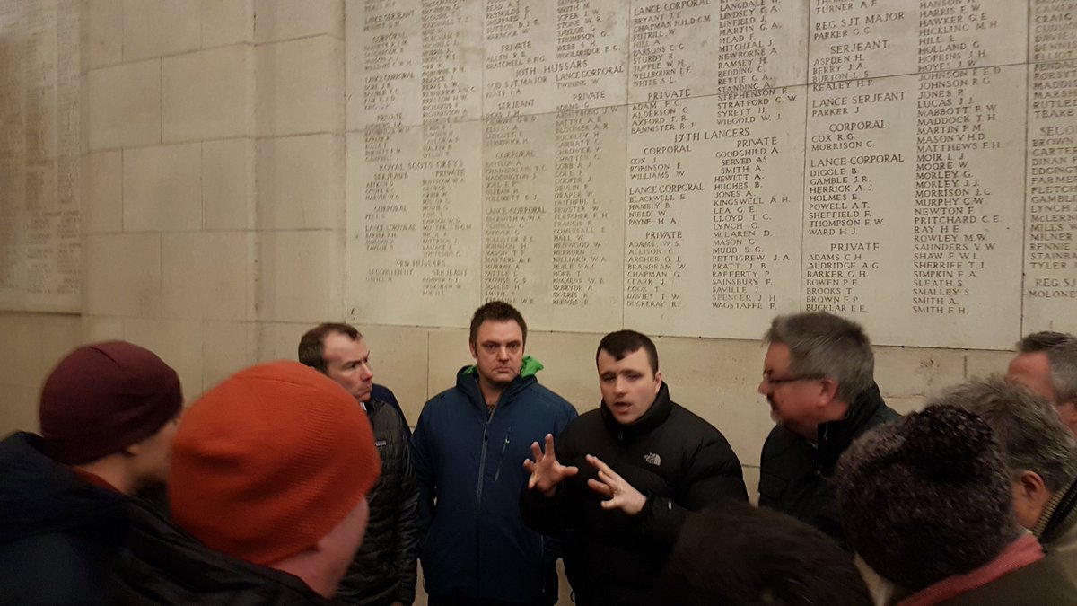 RSMEPEW's tweet photo. #ExBK20 Battlefield Studies are just as much about remembering as they are about learning. The Menin Gate names nearly 55,000 that have no known grave. The RE Grave memorial, dedicated to 12 soldiers of 177th Tunnelling Company still underground. @Proud_Sappers @CommandantRSME https://t.co/etJlNkUhyO