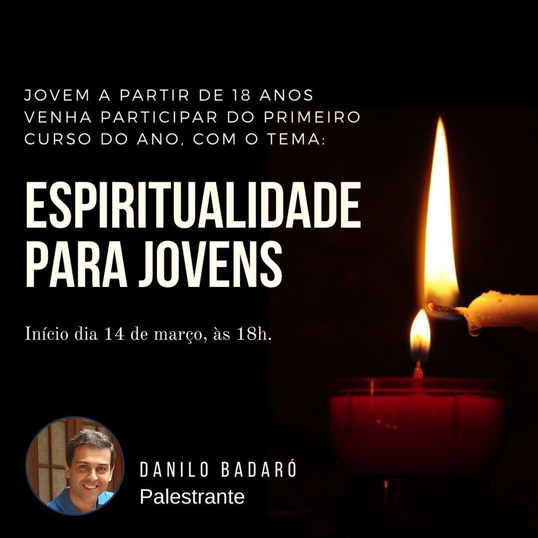 sj_catedral's tweet photo. O Grupo Jovem está oficialmente de volta e convida você para viver uma linda experiência no novo curso que falará sobre Espiritualidade para Jovens. Se você tem a partir de 18 anos, venha se juntar a nós nesse novo ciclo. Início no próximo sábado, às 18h. Esperamos por você! https://t.co/4CKkc6A4SJ