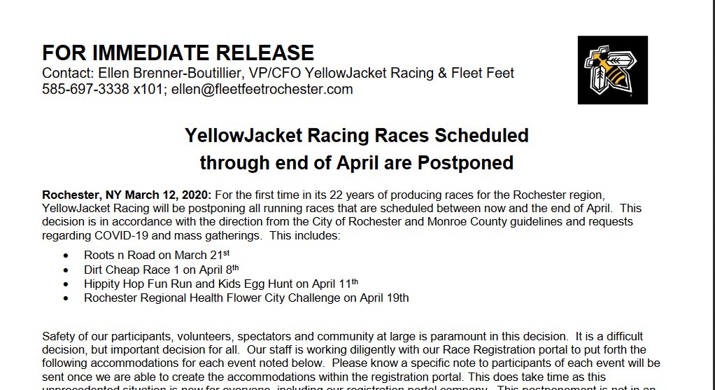 For Immediate Release: YellowJacket Racing Races Scheduled through end of April are Postponed - Click Here for Press Release files.yellowjacketracing.com/031220_COVID-1…