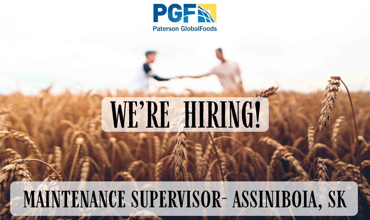 Paterson_Global's tweet photo. Our Paterson Grain Division is currently seeking an energetic, highly motivated individual to fill the position of Maintenance Supervisor. 
.
Visit https://t.co/AQkrEdjUQ8 to learn more or apply! https://t.co/FIX5Ny3HkM